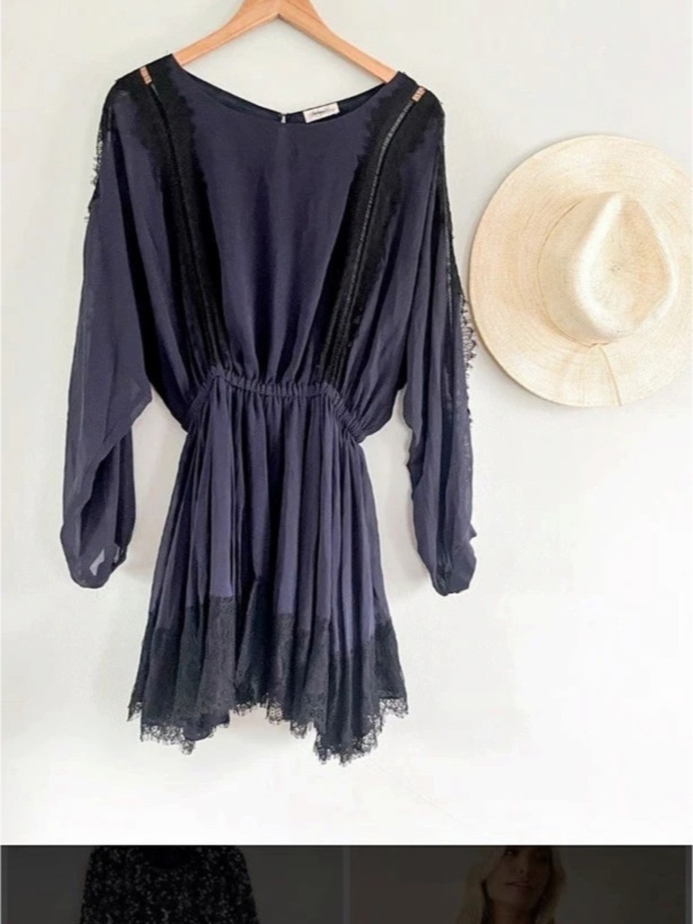 Free People Woodland Whispers Mini Dress in Black Fall Autumn